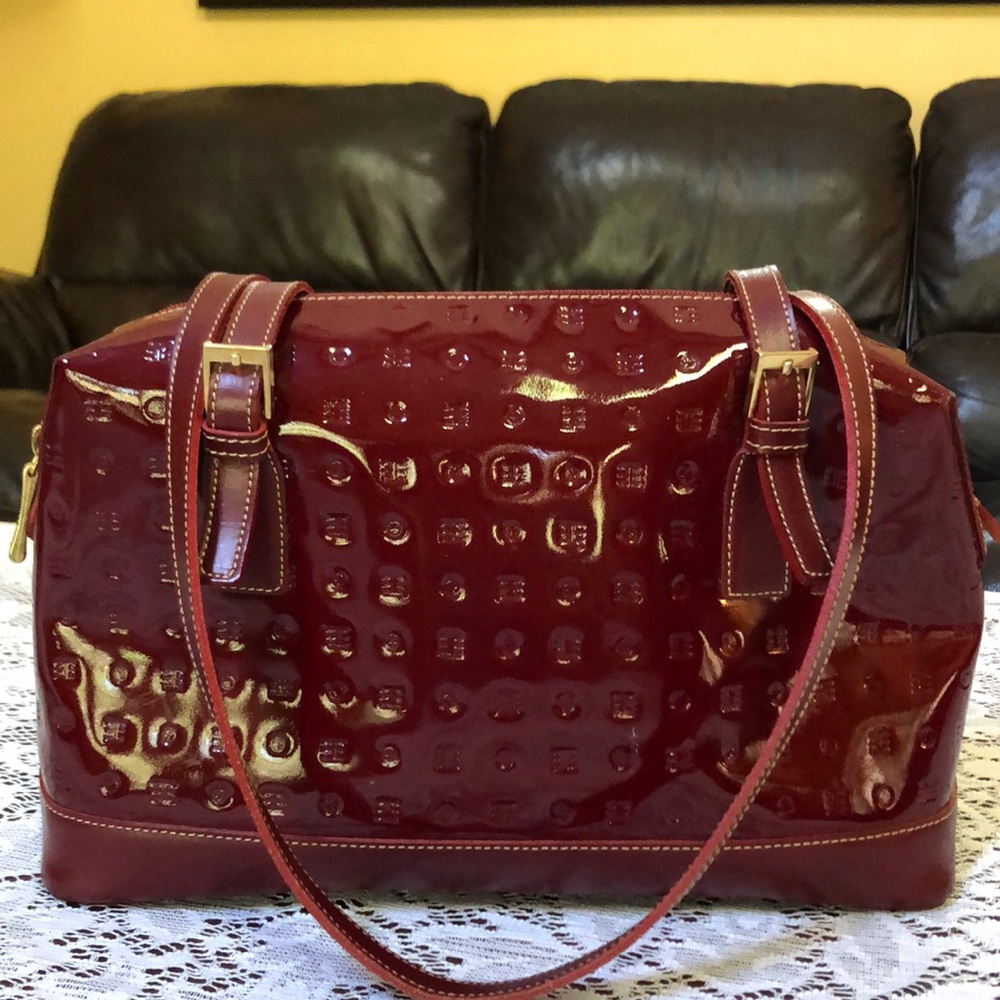Gorgeous dark red patent leather Arcadia bag.